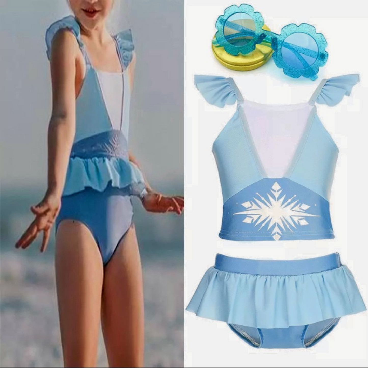 Moda Praia Conjunto Elsa Frozen Disney Kids