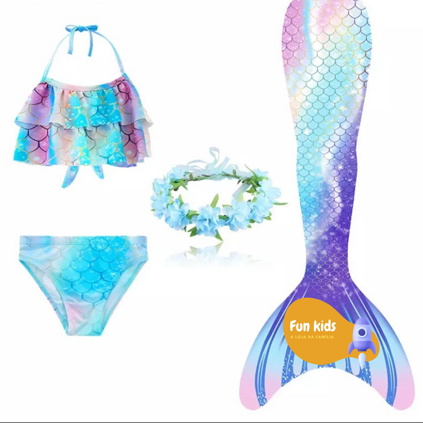 Moda Praia Biquíni Pequena Sereia Luxo