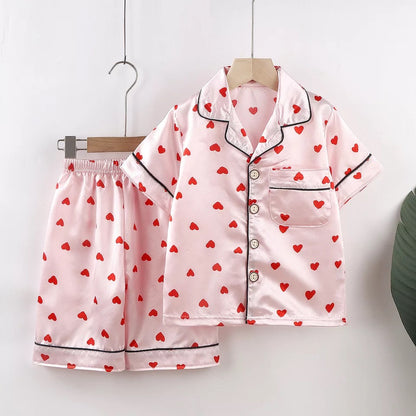 Pijama Cetim Corações Infantil Feminino