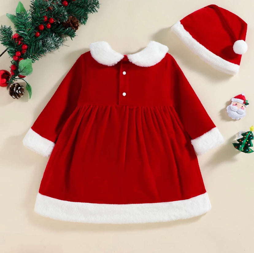 Vestido Veludo Natal Infantil Luxo